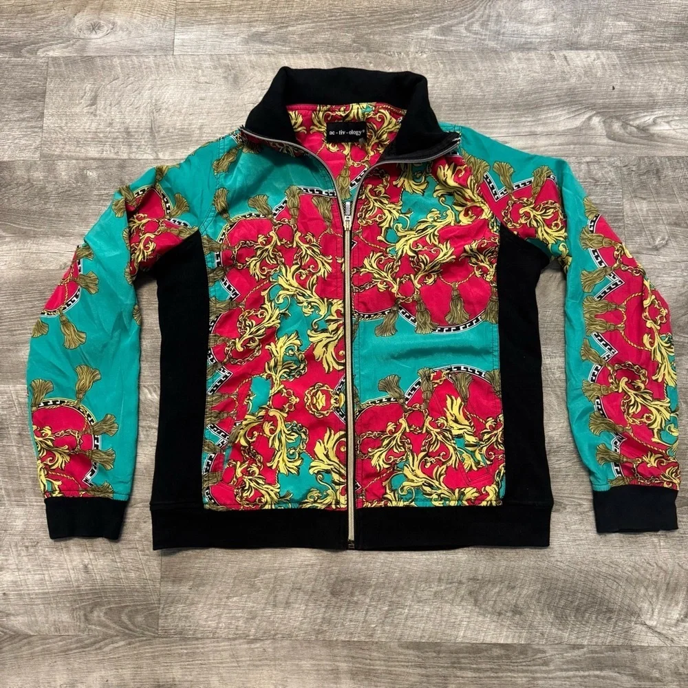 Ac tiv ology 90s Vintage Baroque Full zip Windbreaker Jacket Women’s Sz. S